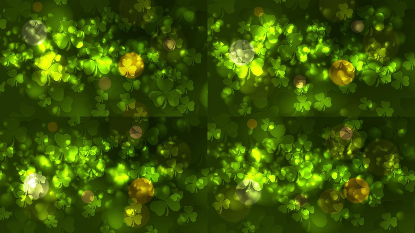 绿色三叶草波基抽象视频动画