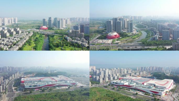 重庆大学城文旅城4k航拍素材