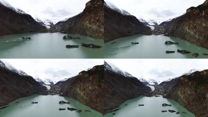 航拍三色湖冰川