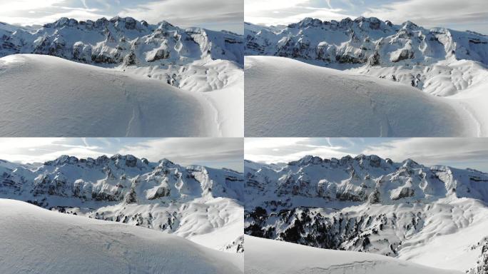 阿尔卑斯山大雪山雪域高原冬天积雪极限运动
