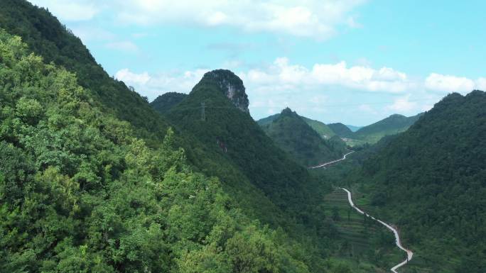 山川小道航拍4K