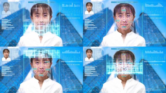 智能网络监控人脸识别扫描比对打卡ae模板