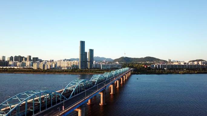 韩国首尔市天际线鸟瞰图