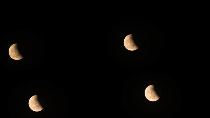 月亮月升月落月偏食延时摄影素材