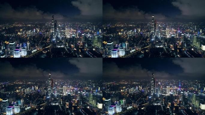 4K航拍上海陆家嘴金融中心夜景