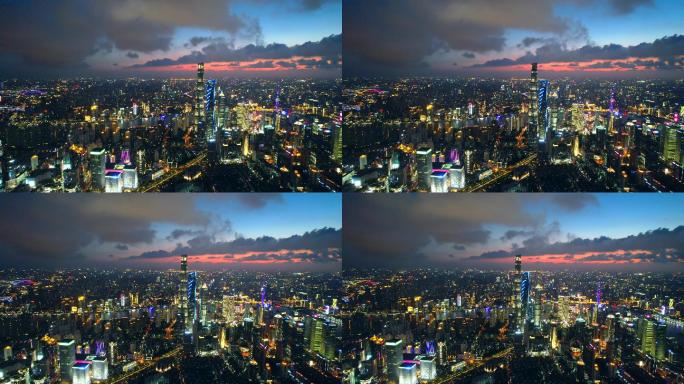4K航拍上海陆家嘴金融中心三件套夜景