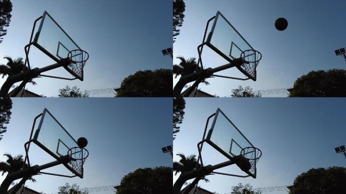 户外球场篮板篮球投篮