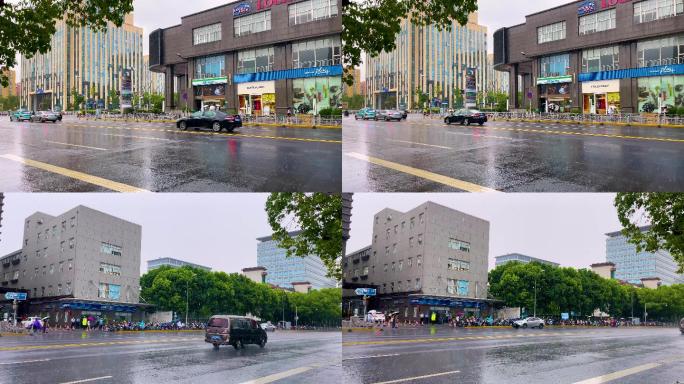 上海下雨天道路