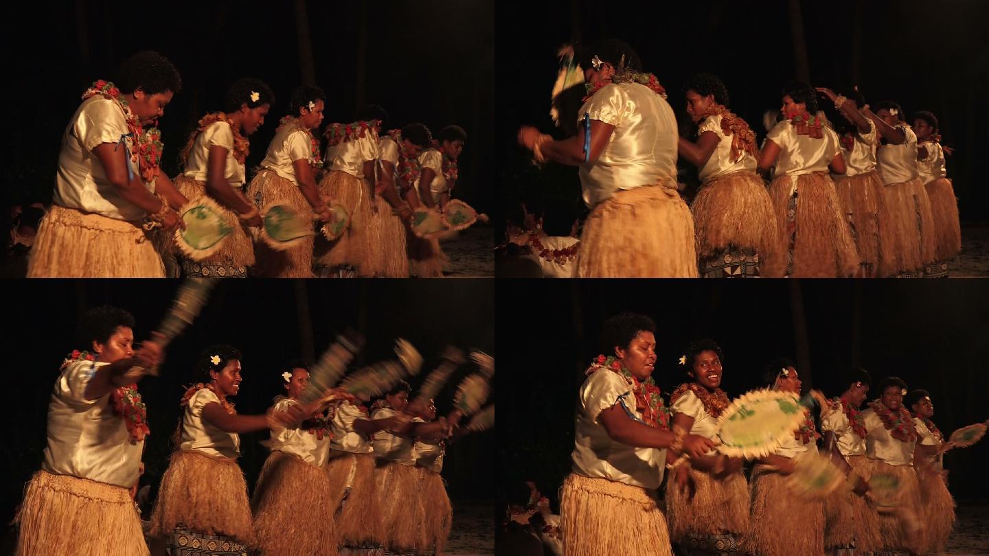 斐济土著妇女跳传统的女子舞