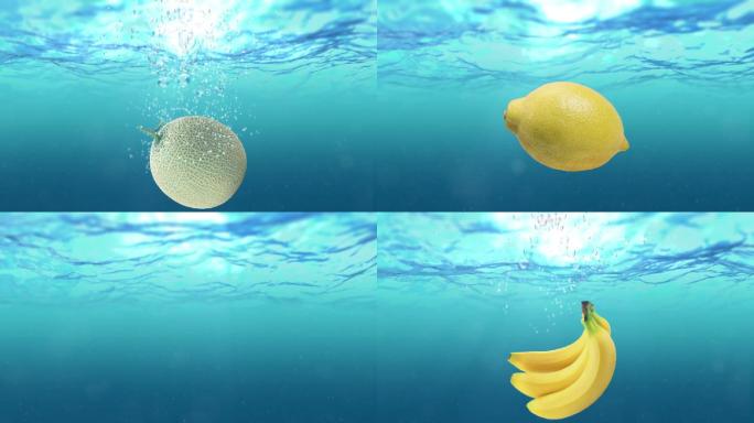16种常见水果落入水中视频素材