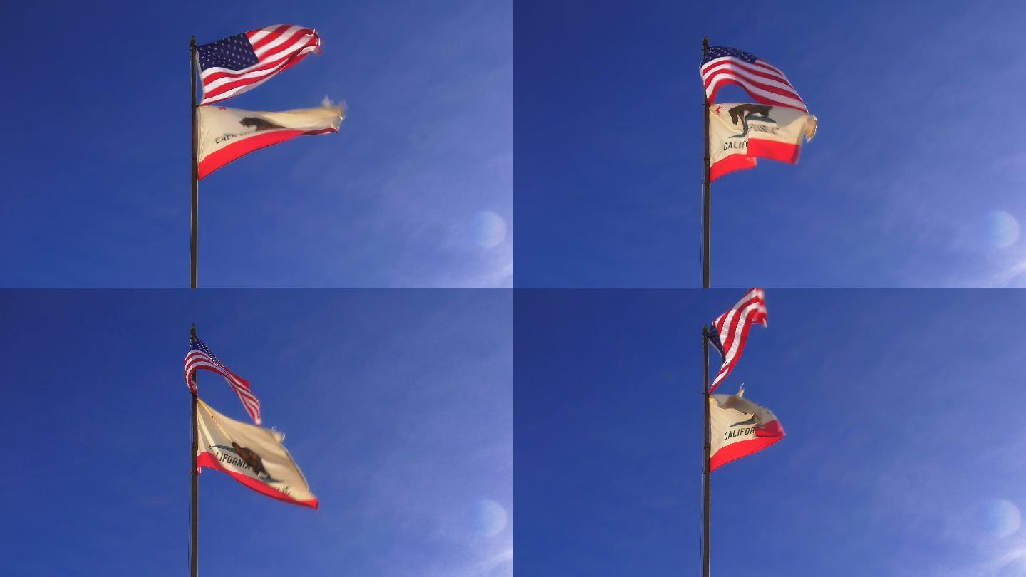 美国和加利福尼亚州的旗帜