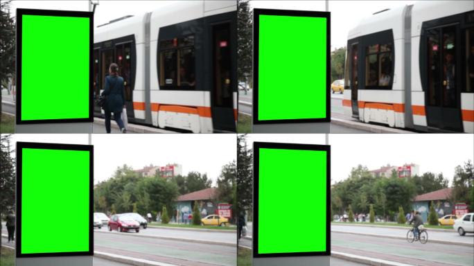 绿色屏幕广告牌扣像素材显示屏合成