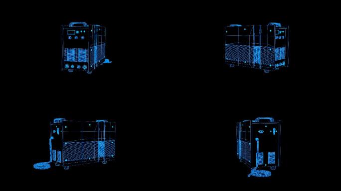 蓝色全息科技线框焊机动画带通道