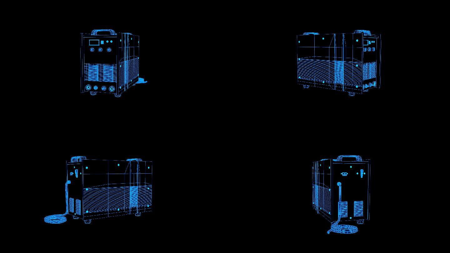 蓝色全息科技线框焊机动画带通道