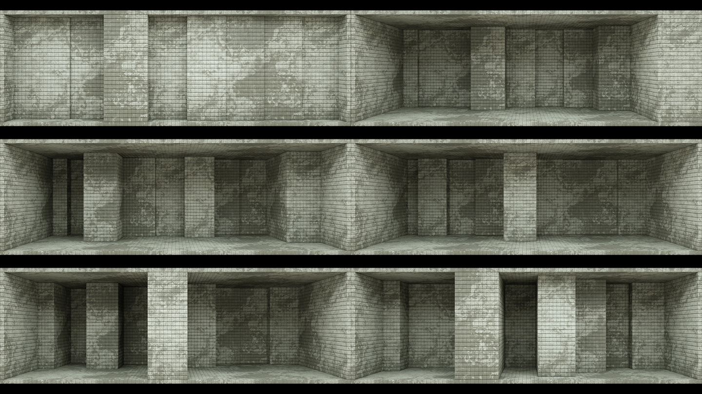 【裸眼3D】泥墙建筑方块矩阵凹凸变化空间