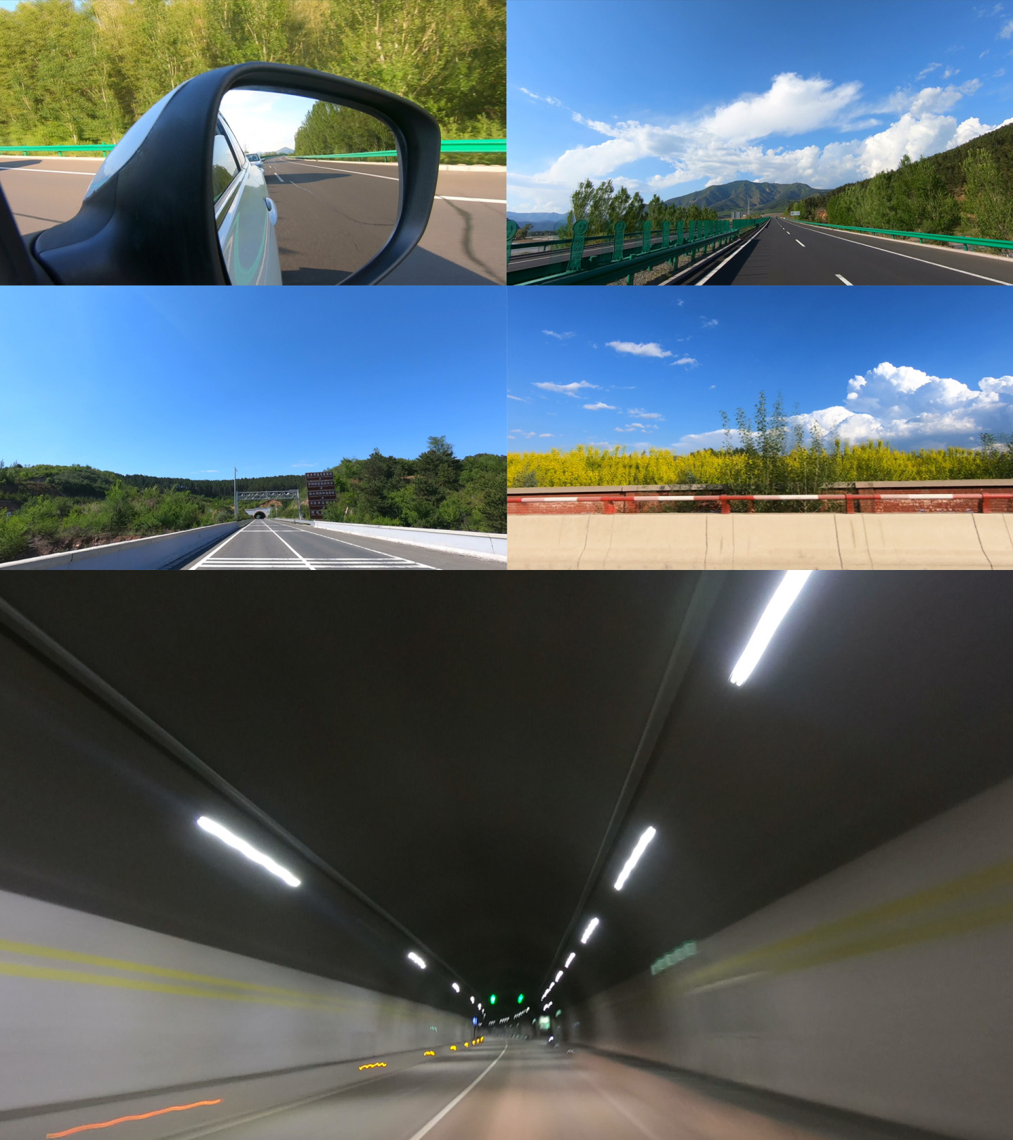 隧道高速行驶的汽车窗外美景