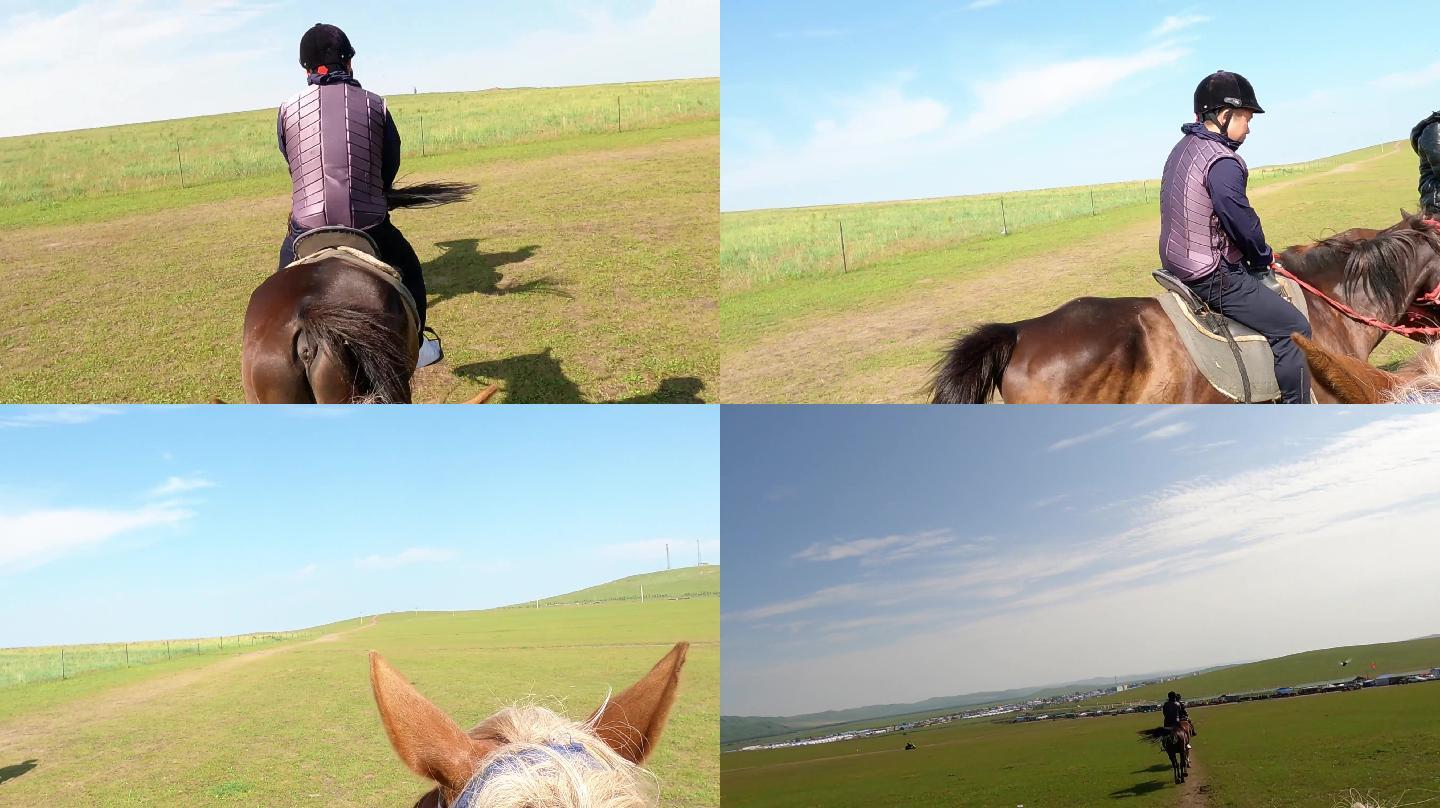 蒙古草原骑马实拍