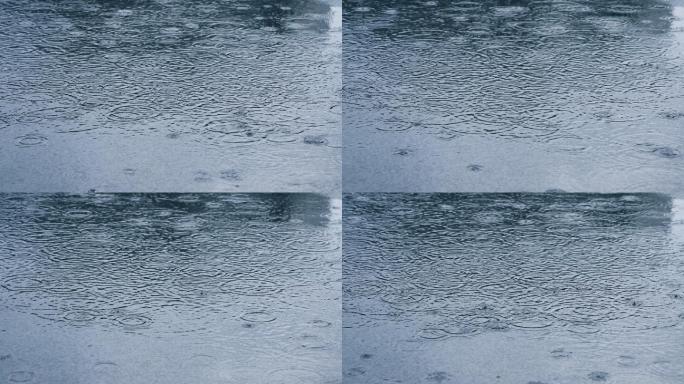 下雨水面涟漪-慢镜头