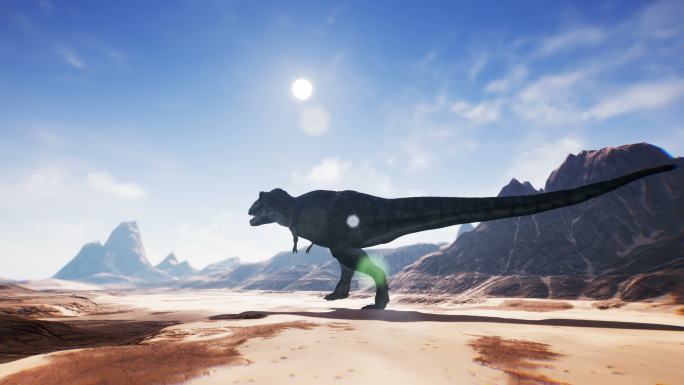 沙漠中的霸王龙恐龙动画。