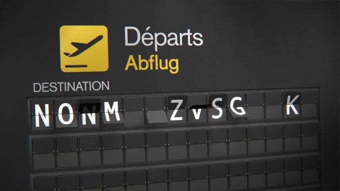 机场出发翻转标志合成素材元素大屏幕信息牌
