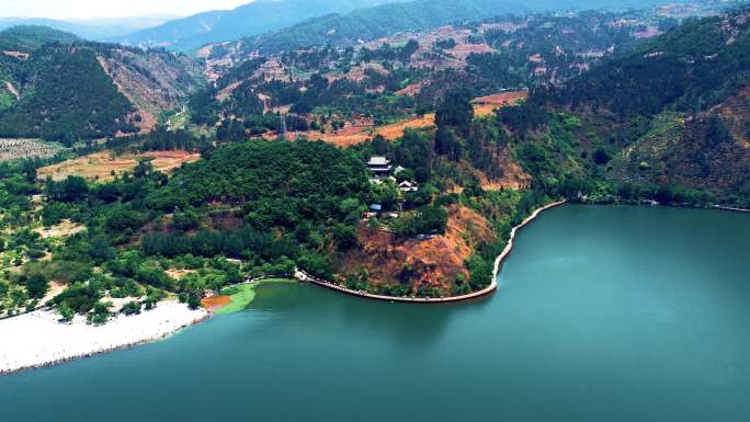 四川西昌邛海青龙寺航拍