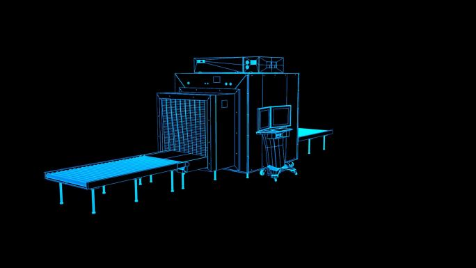蓝色全息科技线框射线安检仪器带通道