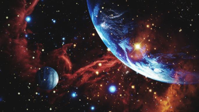 【4K宇宙】星球穿梭彩色星云虚拟星际探索
