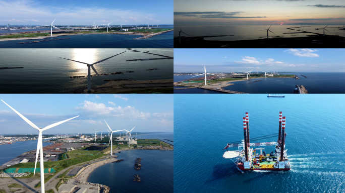 【4K】航拍-海上风力发电-大风车