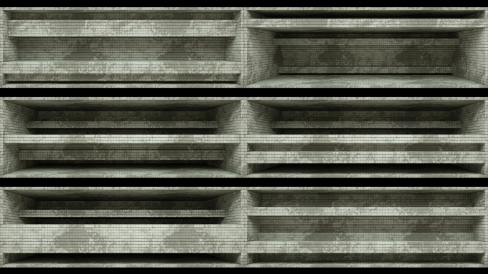 【裸眼3D】泥墙建筑矩形矩阵凹凸变化空间