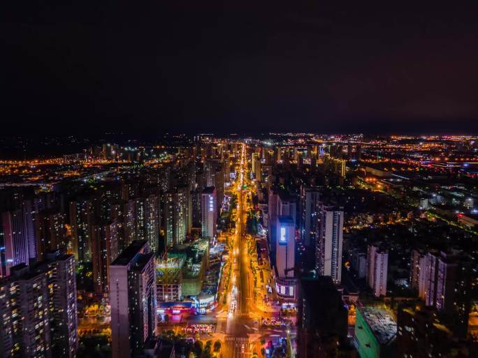 城市高空航拍延时摄影夜景定向延时