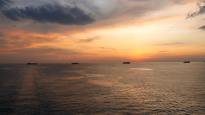 【4K】大海-晚霞-火车轮渡-海上轮船