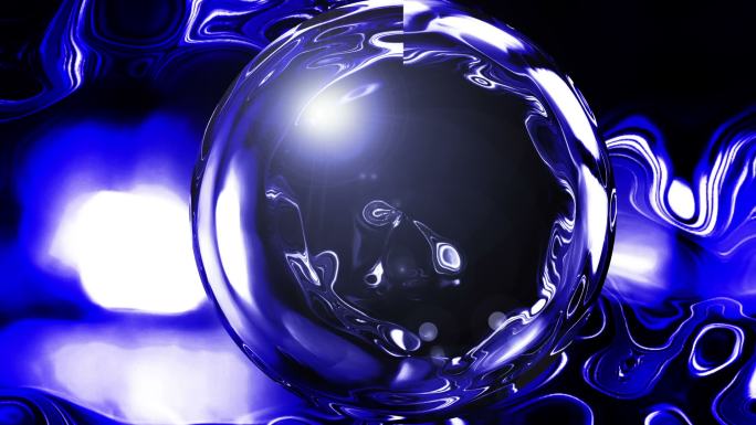 水晶球，在移动的蓝色背景上旋转