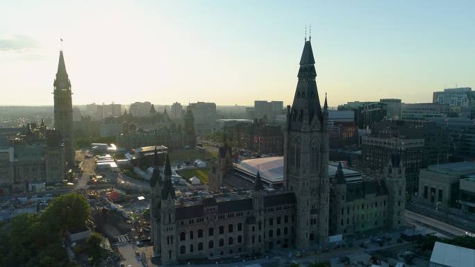 加拿大渥太华议会大厦鸟瞰图。