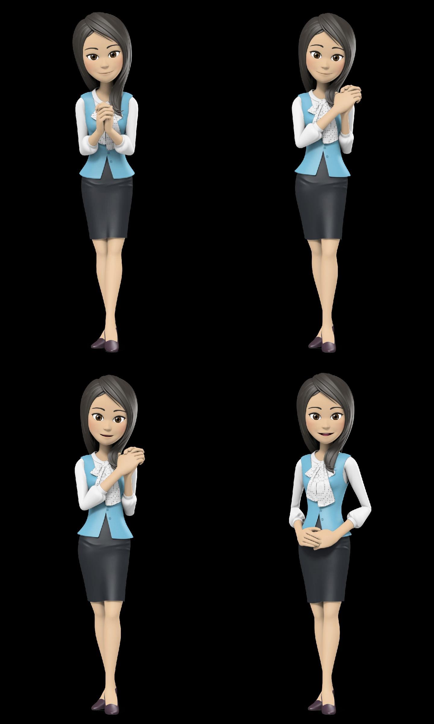 卡通 女生版站姿 坐姿