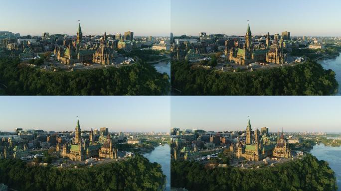 渥太华加拿大议会的空中拍摄