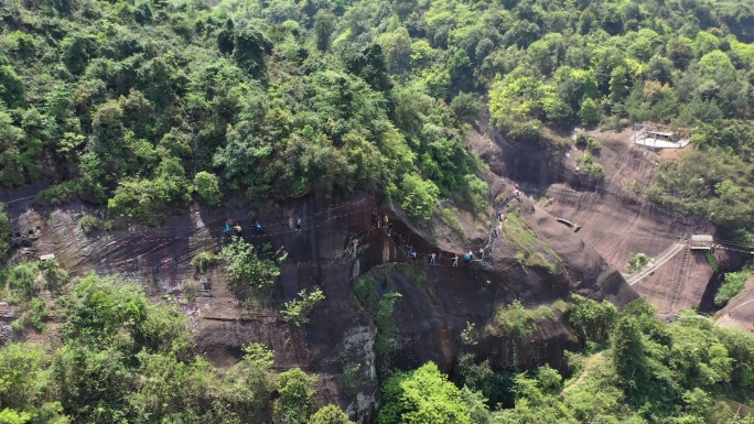 航拍  飞天山大王寨户外探险“雄鹰营地”