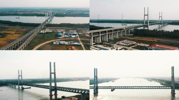 4K-航拍荆州长江公铁大桥
