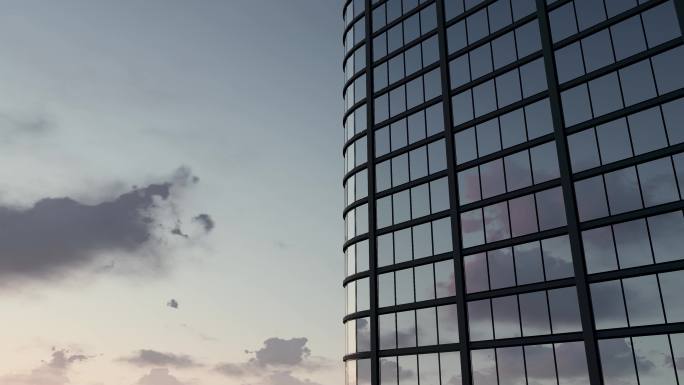 高端商务写字楼玻璃外墙现代城市建筑结构云