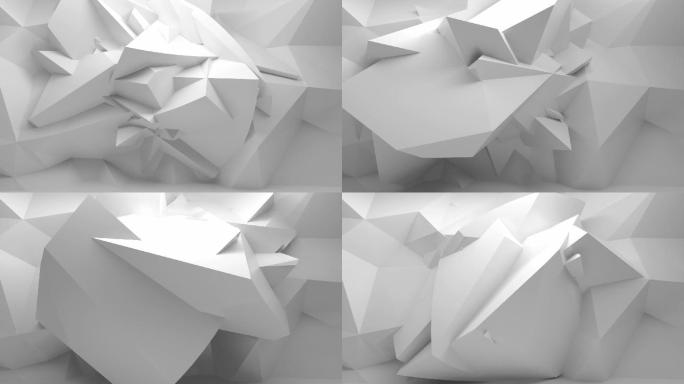 具有混沌多边形结构的抽象3d白色背景