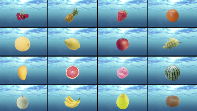 16种常见水果落入水中视频素材