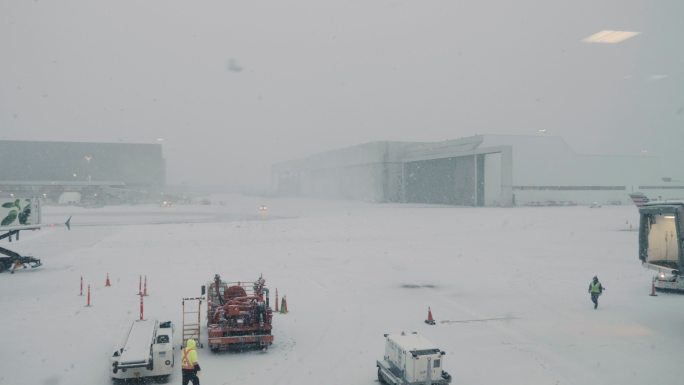 机场被雪覆盖