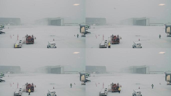 机场被雪覆盖