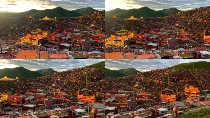 甘孜色达佛学院西藏美景蓝天白云川藏线