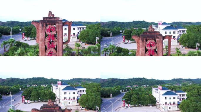 实拍江西遂川狗牯脑茶标志雕塑