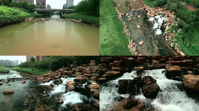 4K长沙圭塘河污染污水航拍空镜