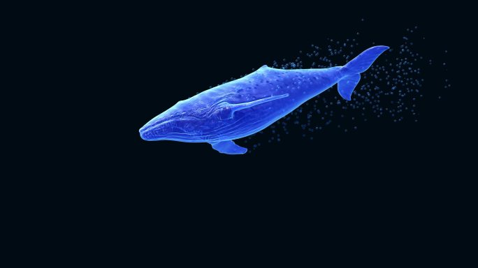 梦幻蓝鲸游动透明通道视频素材
