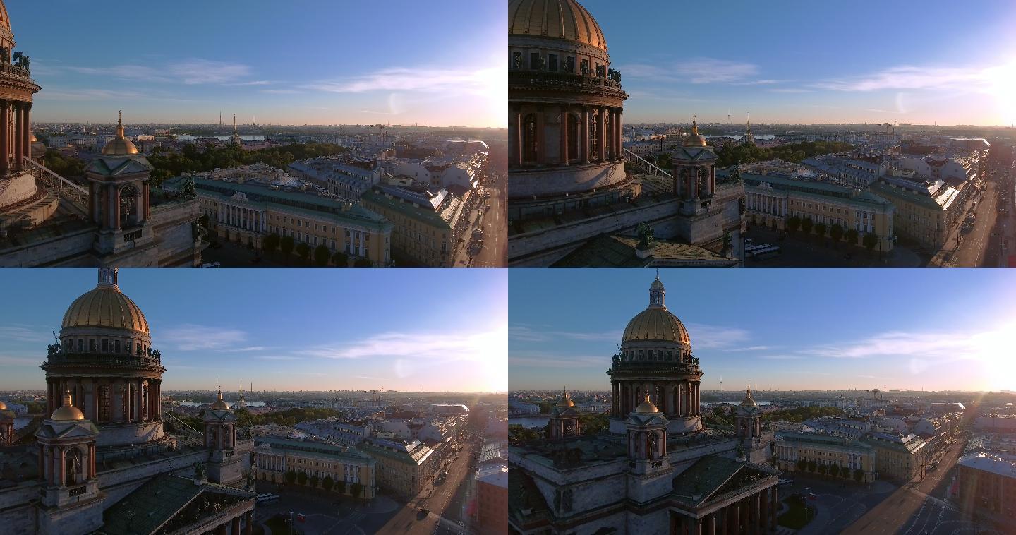 俄罗斯圣彼得堡的圣艾萨克大教堂的空中拍摄