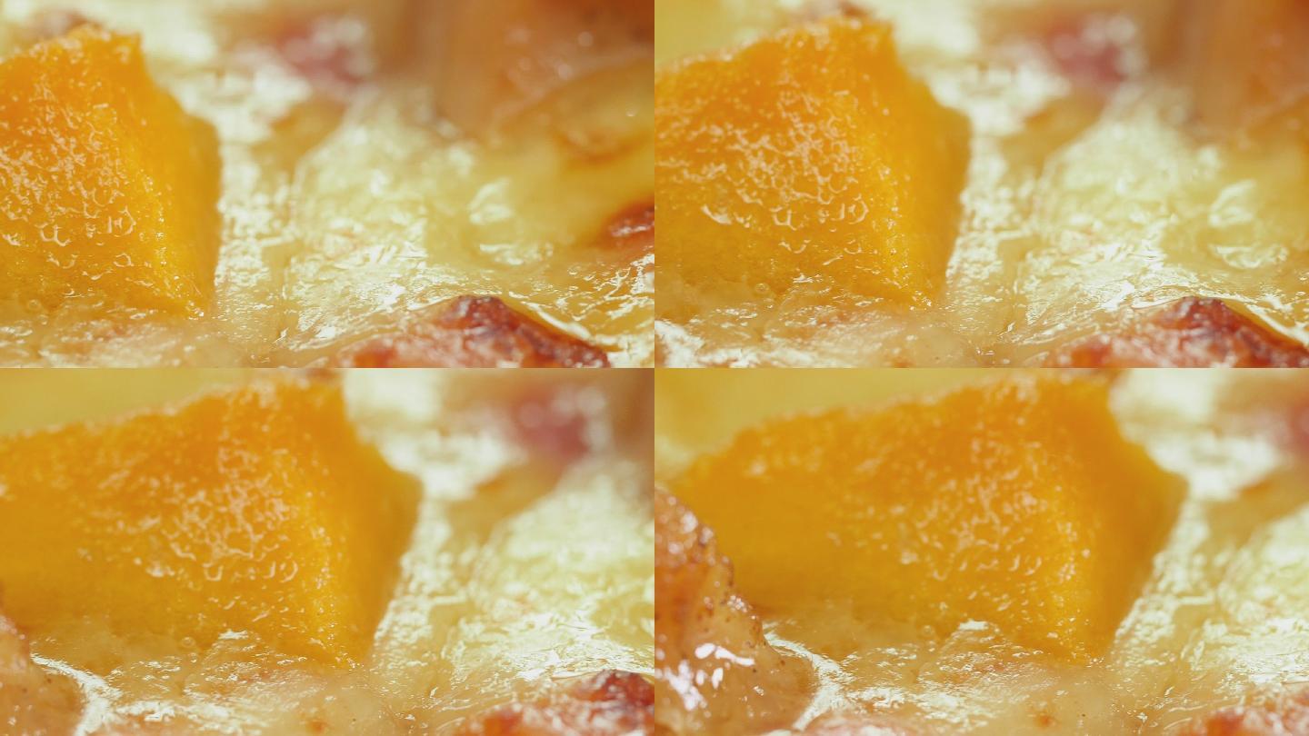 芒果披萨，水果披萨特写视频素材