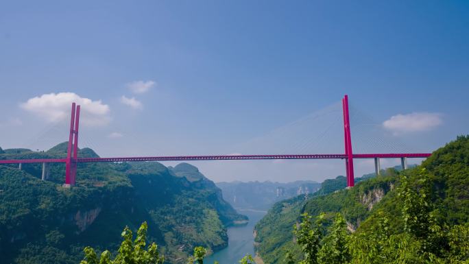 贵州高速公路鸭池河大桥延时视频