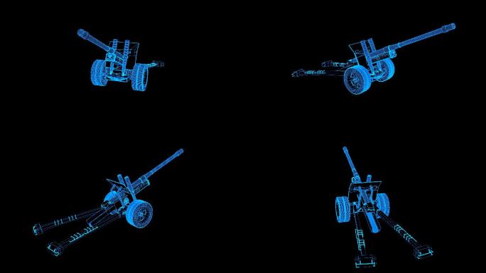 蓝色全息科技线框A-19式加农炮带通道